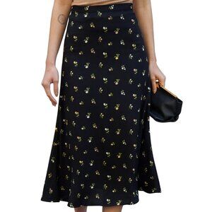 Reformation Bea Midi Skirt in Briar Black Floral Size 4